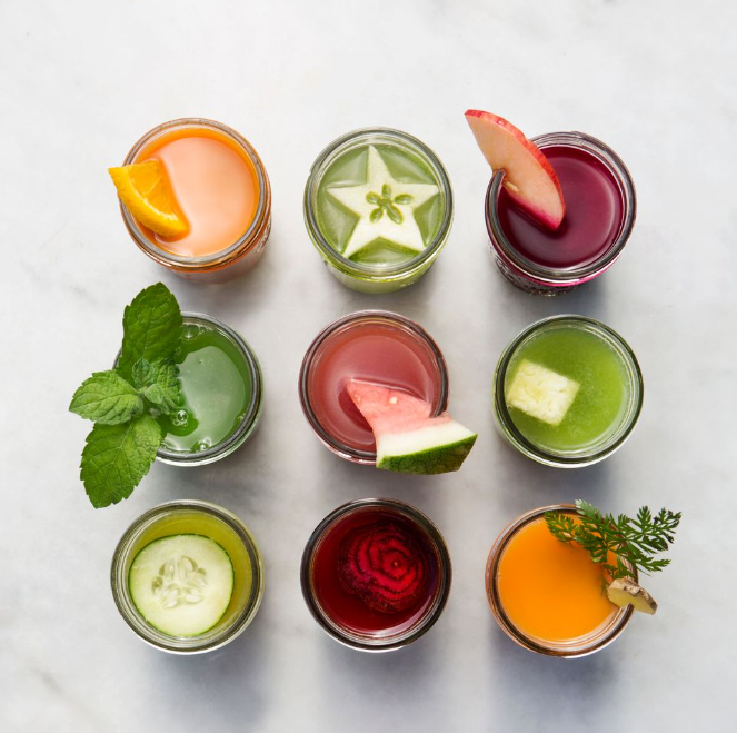 An array of flavorful juices